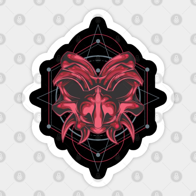 PINK SAMURAI MASK SACRED GEOMETRY Sticker by sugiartoss_